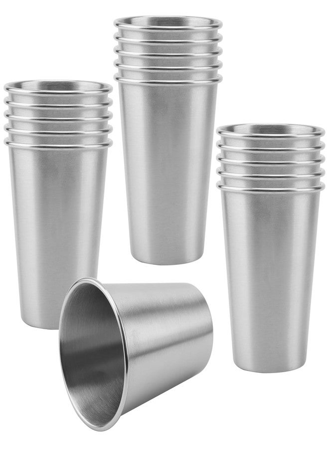 HOIGON 16 Pack Stainless Steel Cups, 12oz Shatterproof Metal Drinking Cups, Unbreakable Stackable Stainless Steel Tumblers for Travel, Camping, Outdoor Activities - Image 1